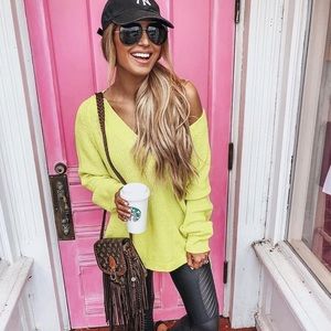 Neon yellow express oversized sweater